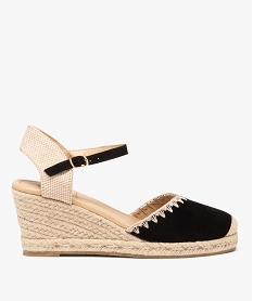 GEMO Sandales femme compensées avec bride à boucle et bout fermé noir standard