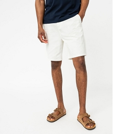 GEMO Bermuda chino en coton stretch et taille élastiquée homme blanc standard