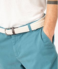 bermuda chino en coton stretch coloris unique avec ceinture homme vert vif shorts et bermudasE866101_2