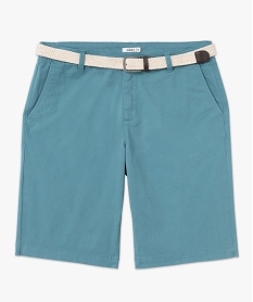 bermuda chino en coton stretch coloris unique avec ceinture homme vert vif shorts et bermudasE866101_4