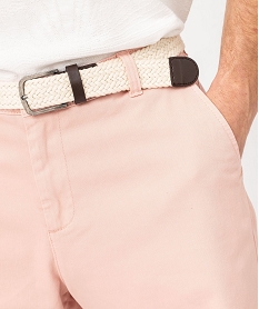bermuda chino en coton stretch coloris unique avec ceinture homme rose shorts et bermudasE866201_2