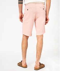 bermuda chino en coton stretch coloris unique avec ceinture homme rose shorts et bermudasE866201_3