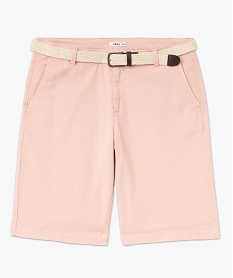 bermuda chino en coton stretch coloris unique avec ceinture homme rose shorts et bermudasE866201_4
