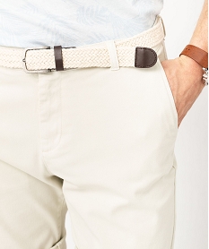 bermuda chino en coton stretch coloris unique avec ceinture homme beigeE866301_2