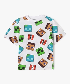 GEMO Tee-shirt manches courtes imprimé garçon - Minecraft Blanc