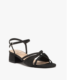 sandales fille a talon carre pailletees et a fines brides noir vif sandales et nu-piedsE868401_2