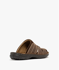 mules homme en cuir a bout ferme surpique et ajoure marron chineE868601_4