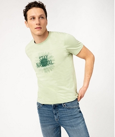 tee-shirt manches courtes a motif estival homme vertE870901_1