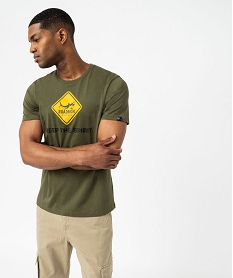tee-shirt manches courtes imprime homme - roadsign vert tee-shirtsE871101_1
