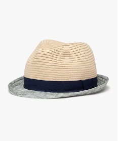 chapeau en paille de papier avec galon et bords en toile garcon beigeE872401_1