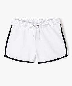 short en maille avec biais contrastants fille blanc standard shortsE874301_4