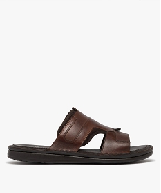 GEMO Mules homme causal dessus en cuir ajouré Brun