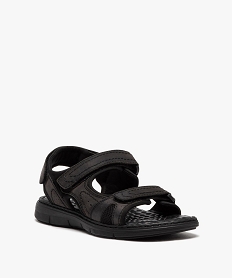 sandales homme avec brides unies en cuir et a scratch noir sandales et nu-piedsE874601_2