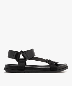 GEMO Sandales homme unies à triple scratch style casual noir vif