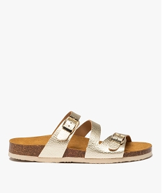GEMO Mules femme unies avec brides à boucle métallisées dore
