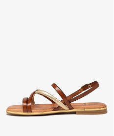 sandales femme dessus en cuir a bride tubulaire doree orange sandales plates et nu-piedsE875701_3