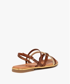 sandales femme dessus en cuir a bride tubulaire doree orange sandales plates et nu-piedsE875701_4