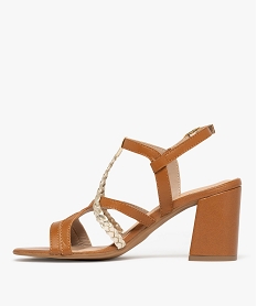 sandales femme a talon haut avec deux brides metallisees et tressees - taneo orange sandales a talonE875901_3