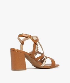 sandales femme a talon haut avec deux brides metallisees et tressees - taneo orange sandales a talonE875901_4