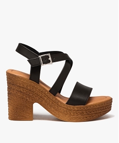 GEMO Sandales femme à talon plateforme et semelle texturée noir standard