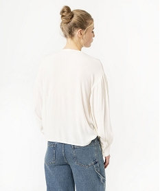 blouse a manches longues avec col v brode femme beige blousesE877101_3