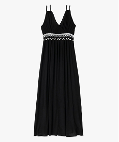 robe longue a fines bretelles avec broderies et perles femme noir robesE877601_4