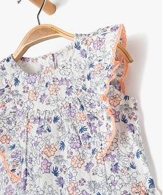 robe fleurie avec volants sur les epaules bebe fille - lulucastagnette blancE877801_2