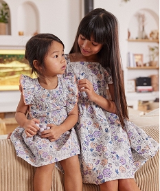 robe fleurie avec volants sur les epaules bebe fille - lulucastagnette blancE877801_4