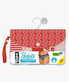 GEMO Culottes en coton stretch confort femme (lot de 5) - Les Pockets Dim Rouge