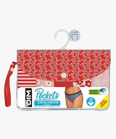 GEMO Culottes en coton stretch confort femme (lot de 5) - Les Pockets Dim rouge standard
