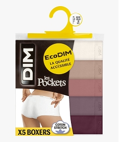 GEMO Boxers en coton stretch femme (lot de 5) - Les Pockets Eco Dim Multicolore
