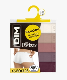 shorties en coton stretch femme (lot de 5) - les pockets eco dim multicolore shortiesE878701_4