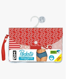 GEMO Boxers en coton stretch confort femme (lot de 5) - Les Pockets Dim rouge standard