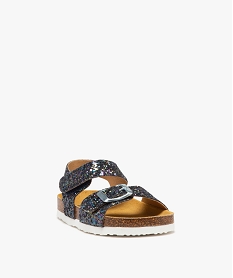 sandales fille avec brides brillantes a boucle et scratch bleu chineE880601_2