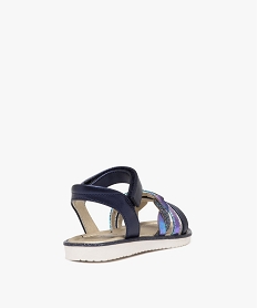 sandales fille a brides fantaisie brillantes et a scratch bleuE880701_4