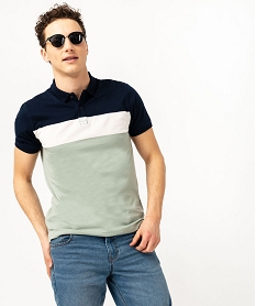 polo a manches courtes tricolore homme bleu polosE881101_2