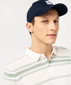polo manches courtes a rayures en maille piquee homme beige polosE881201_2