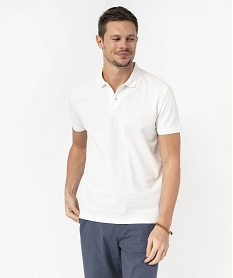 polo manches courtes en maille texturee homme blanc polosE881301_2