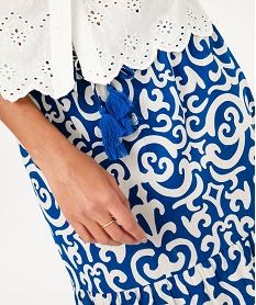 jupe longue imprimee avec taille elastique femme bleu jupesE881701_2