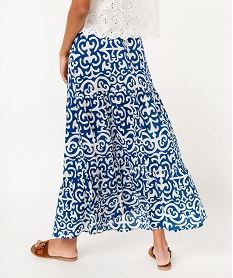 jupe longue imprimee avec taille elastique femme bleu jupesE881701_3
