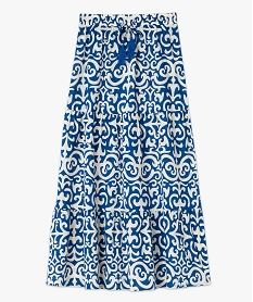 jupe longue imprimee avec taille elastique femme bleu jupesE881701_4