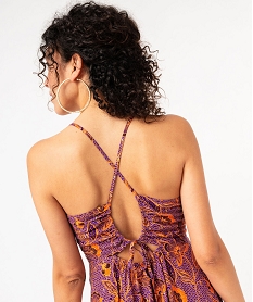 robe courte imprimee a fines bretelles femme violet robesE881801_2