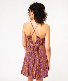 robe courte imprimee a fines bretelles femme violet robesE881801_3