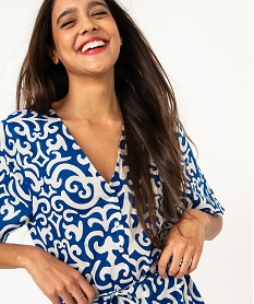 robe longue a manches courtes imprimee femme bleu robesE881901_2