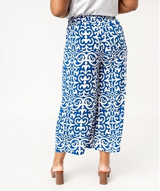 pantacourt large imprime en viscose femme grande taille bleu pantalonsE884201_3