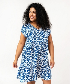 robe a manches courtes en viscose femme grande taille bleu robesE884401_2