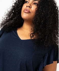 tee-shirt paillete avec manches a volants femme grande taille bleu tee shirts tops et debardeursE884801_2