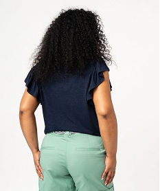 tee-shirt paillete avec manches a volants femme grande taille bleu tee shirts tops et debardeursE884801_3