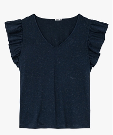 tee-shirt paillete avec manches a volants femme grande taille bleu tee shirts tops et debardeursE884801_4