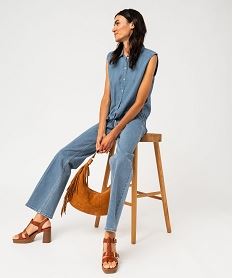 chemise sans manches en lyocell femme bleu chemisiersE886501_4